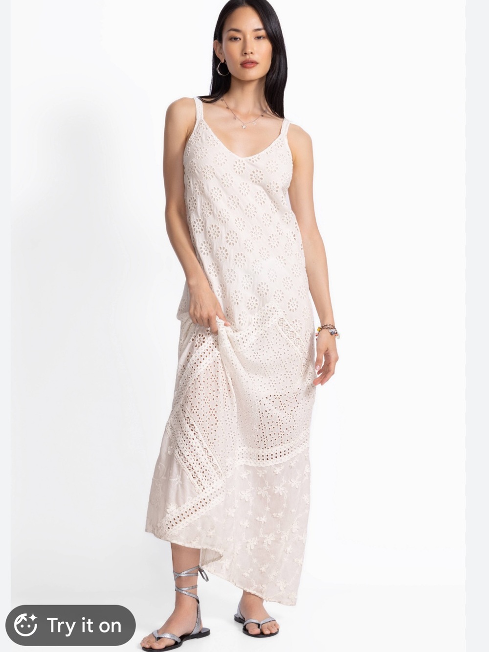 Jade 🌞GIGI White Eyelet Maxi Dress with V-Neck